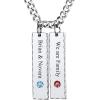 U7 Personalized Mothers Necklace with 1-8 Children Name Simulated Birthstones, Stainless Steel 18K Gold Plated Tree of Life Pendant/Disc Bar/Feet Necklaces for Grandma(Bar&Birthstone/Stainless)