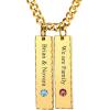 U7 Personalized Mothers Necklace with 1-8 Children Name Simulated Birthstones, Stainless Steel 18K Gold Plated Tree of Life Pendant/Disc Bar/Feet Necklaces for Grandma(Bar&Birthstone/Gold)