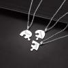 U7 Sterling Silver Best Friend Necklaces Custom Friendship/Couple/Family Jewelry Split Heart Puzzle Pendant for 2/3/4 BFF Gift