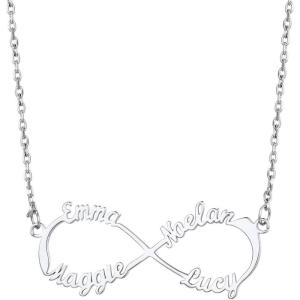 U7 Mother/Grandma Necklace with 1-5 Names & Simulated Birthstones Personalized Family Pendant 925 Sterling Silver or 18K Gold Plated Birthday Jewelry Gift for Women Girls Lover