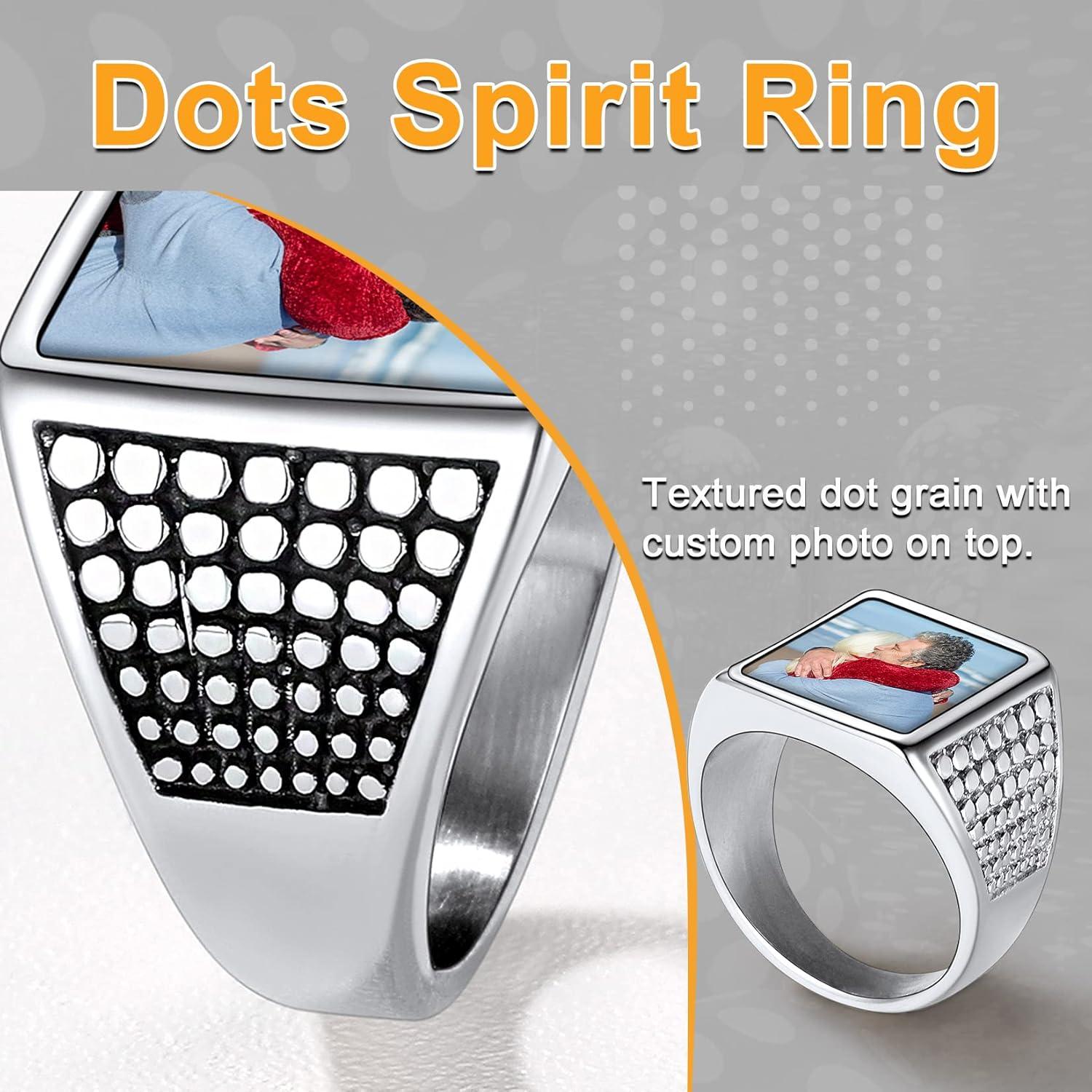 imageU7 Custom Picture amp Text Engraved Ring Stainless Steel 18K Gold Plated Wedding Engagement HeartRoundShieldSquare Signet Rings Personalized Memory Photo Inside Gift for Men WomenA5Square DotStainless Steel