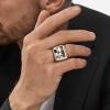 U7 Custom Picture & Text Engraved Ring Stainless Steel 18K Gold Plated Wedding Engagement Heart/Round/Shield/Square Signet Rings Personalized Memory Photo Inside, Gift for Men Women(A3-Square Cross Shield-Stainless Steel)