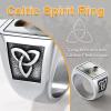 U7 Custom Picture & Text Engraved Ring Stainless Steel 18K Gold Plated Wedding Engagement Heart/Round/Shield/Square Signet Rings Personalized Memory Photo Inside, Gift for Men Women(A4-Square Celtic Knot-Stainless Steel)