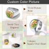 U7 Custom Picture & Text Engraved Ring Stainless Steel 18K Gold Plated Wedding Engagement Heart/Round/Shield/Square Signet Rings Personalized Memory Photo Inside, Gift for Men Women(B1-Round-Stainless Steel)