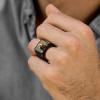 U7 Custom Picture & Text Engraved Ring Stainless Steel 18K Gold Plated Wedding Engagement Heart/Round/Shield/Square Signet Rings Personalized Memory Photo Inside, Gift for Men Women(A4-Square Celtic Knot-Black)