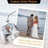 U7 Custom Picture & Text Engraved Ring Stainless Steel 18K Gold Plated Wedding Engagement Heart/Round/Shield/Square Signet Rings Personalized Memory Photo Inside, Gift for Men Women(C-Heart-Stainless Steel)