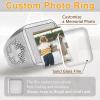 U7 Custom Picture & Text Engraved Ring Stainless Steel 18K Gold Plated Wedding Engagement Heart/Round/Shield/Square Signet Rings Personalized Memory Photo Inside, Gift for Men Women(A3-Square Cross Shield-Stainless Steel)