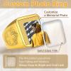 U7 Custom Picture & Text Engraved Ring Stainless Steel 18K Gold Plated Wedding Engagement Heart/Round/Shield/Square Signet Rings Personalized Memory Photo Inside, Gift for Men Women(A3-Square Cross Shield-Gold)