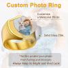 U7 Custom Picture & Text Engraved Ring Stainless Steel 18K Gold Plated Wedding Engagement Heart/Round/Shield/Square Signet Rings Personalized Memory Photo Inside, Gift for Men Women(D-Shield-Gold)