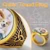 U7 Custom Picture & Text Engraved Ring Stainless Steel 18K Gold Plated Wedding Engagement Heart/Round/Shield/Square Signet Rings Personalized Memory Photo Inside, Gift for Men Women(B2-Round Celtic Knot-Gold)