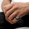 U7 Custom Picture & Text Engraved Ring Stainless Steel 18K Gold Plated Wedding Engagement Heart/Round/Shield/Square Signet Rings Personalized Memory Photo Inside, Gift for Men Women(A5-Square Dot-Black)
