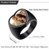 U7 Custom Picture & Text Engraved Ring Stainless Steel 18K Gold Plated Wedding Engagement Heart/Round/Shield/Square Signet Rings Personalized Memory Photo Inside, Gift for Men Women(C-Heart-Black)
