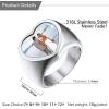 U7 Custom Picture & Text Engraved Ring Stainless Steel 18K Gold Plated Wedding Engagement Heart/Round/Shield/Square Signet Rings Personalized Memory Photo Inside, Gift for Men Women(C-Heart-Stainless Steel)