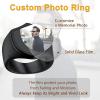U7 Custom Picture & Text Engraved Ring Stainless Steel 18K Gold Plated Wedding Engagement Heart/Round/Shield/Square Signet Rings Personalized Memory Photo Inside, Gift for Men Women(D-Shield-Black)