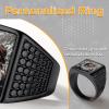 U7 Custom Picture & Text Engraved Ring Stainless Steel 18K Gold Plated Wedding Engagement Heart/Round/Shield/Square Signet Rings Personalized Memory Photo Inside, Gift for Men Women(A5-Square Dot-Black)