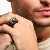 U7 Custom Picture & Text Engraved Ring Stainless Steel 18K Gold Plated Wedding Engagement Heart/Round/Shield/Square Signet Rings Personalized Memory Photo Inside, Gift for Men Women(A4-Square Celtic Knot-Black)