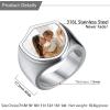 U7 Custom Picture & Text Engraved Ring Stainless Steel 18K Gold Plated Wedding Engagement Heart/Round/Shield/Square Signet Rings Personalized Memory Photo Inside, Gift for Men Women(D-Shield-Stainless Steel)
