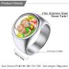 U7 Custom Picture & Text Engraved Ring Stainless Steel 18K Gold Plated Wedding Engagement Heart/Round/Shield/Square Signet Rings Personalized Memory Photo Inside, Gift for Men Women(B1-Round-Stainless Steel)