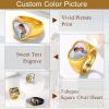 U7 Custom Picture & Text Engraved Ring Stainless Steel 18K Gold Plated Wedding Engagement Heart/Round/Shield/Square Signet Rings Personalized Memory Photo Inside, Gift for Men Women(C-Heart-Gold)