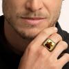 U7 Custom Picture & Text Engraved Ring Stainless Steel 18K Gold Plated Wedding Engagement Heart/Round/Shield/Square Signet Rings Personalized Memory Photo Inside, Gift for Men Women(A5-Square Dot-Gold)