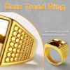 U7 Custom Picture & Text Engraved Ring Stainless Steel 18K Gold Plated Wedding Engagement Heart/Round/Shield/Square Signet Rings Personalized Memory Photo Inside, Gift for Men Women(A5-Square Dot-Gold)