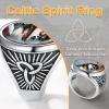 U7 Custom Picture & Text Engraved Ring Stainless Steel 18K Gold Plated Wedding Engagement Heart/Round/Shield/Square Signet Rings Personalized Memory Photo Inside, Gift for Men Women(B2-Round Celtic Knot-Stainless Steel)