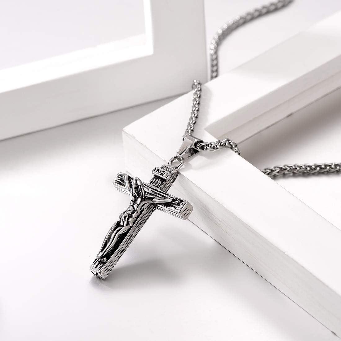 imageUrn Necklace for AshesCustomized Stainless Steel or 18K Gold Plated Cremation Jewelry Memorial Keepsake Urn Lockets Pendant for Men Women Waterproof amp Gift PackedCrucifixstainlessblank