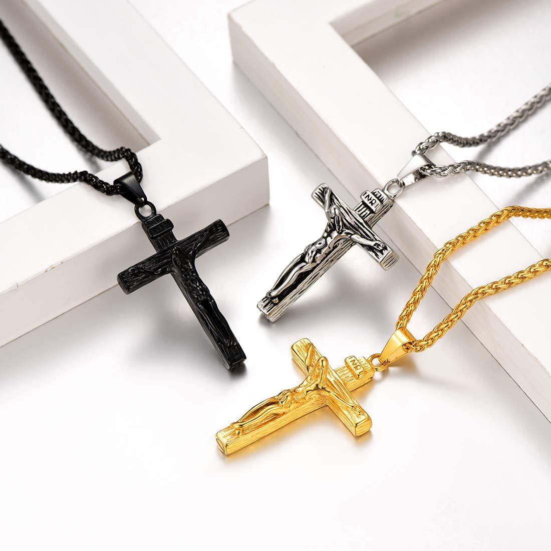imageUrn Necklace for AshesCustomized Stainless Steel or 18K Gold Plated Cremation Jewelry Memorial Keepsake Urn Lockets Pendant for Men Women Waterproof amp Gift PackedCrucifixGoldBlank