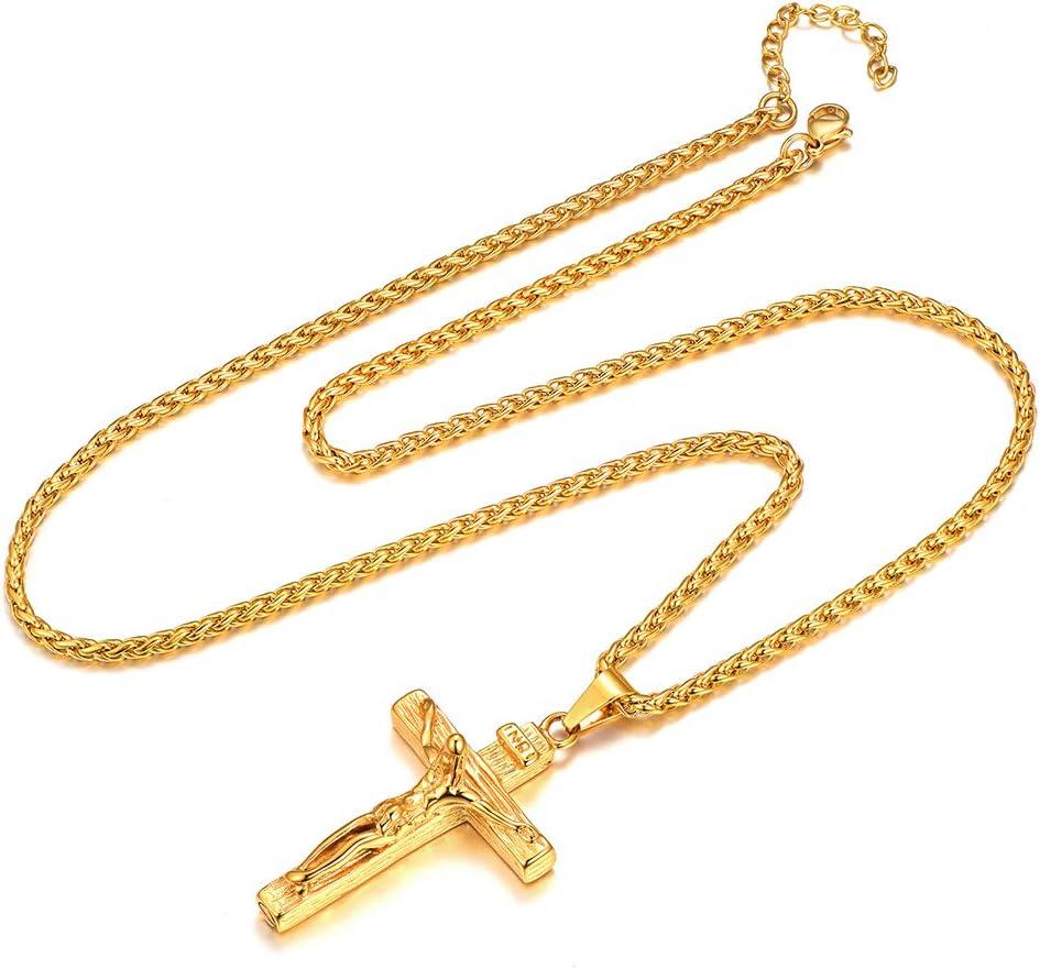 imageUrn Necklace for AshesCustomized Stainless Steel or 18K Gold Plated Cremation Jewelry Memorial Keepsake Urn Lockets Pendant for Men Women Waterproof amp Gift PackedCrucifixGoldBlank