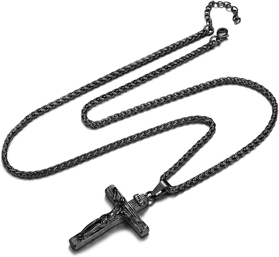 imageUrn Necklace for AshesCustomized Stainless Steel or 18K Gold Plated Cremation Jewelry Memorial Keepsake Urn Lockets Pendant for Men Women Waterproof amp Gift PackedCrucifixBlackBlank