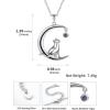 SILVERCUTE Cat Necklaces for Cat Lovers Sterling Silver Womens Jewelry S925 Kitten Pendant Cat Collarbone Necklace(Moon cat)