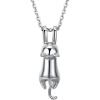 SILVERCUTE Cat Necklaces for Cat Lovers Sterling Silver Womens Jewelry S925 Kitten Pendant Cat Collarbone Necklace(Full cat)
