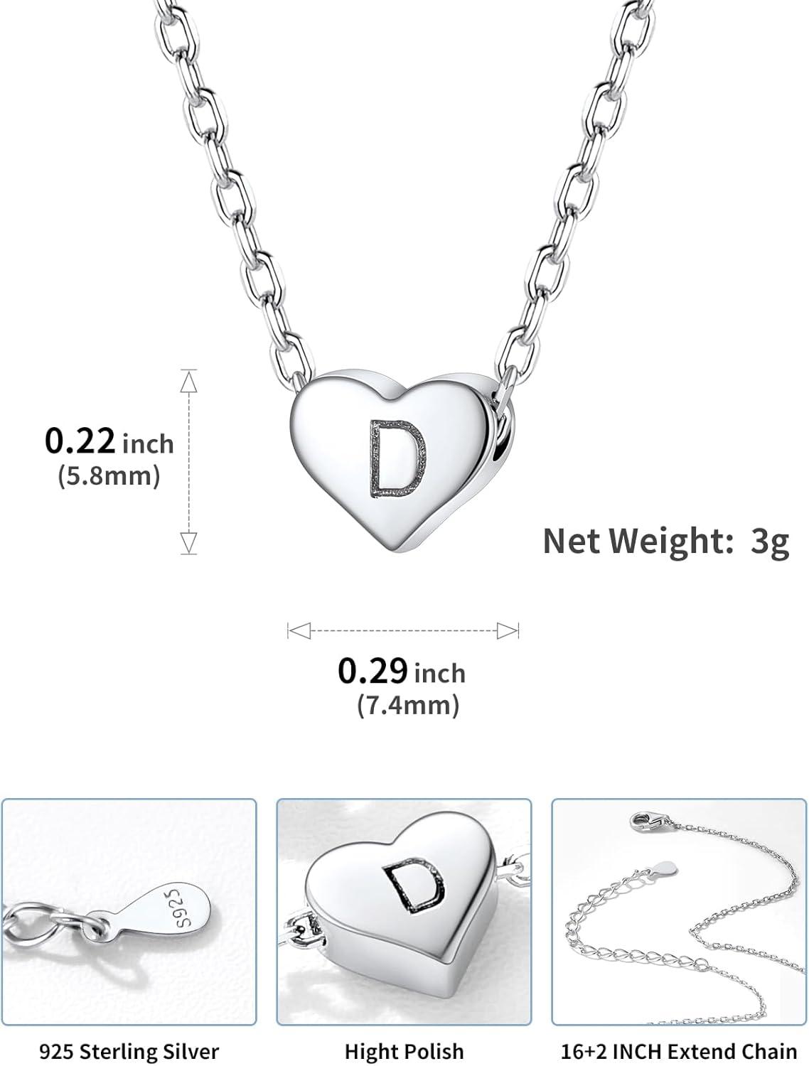 imageSILVERCUTE Tiny Initial Necklaces 925 Sterling Silver Letter AZ Letter Pendant for Women Lovers Heart Choker Necklace 162D925 Silver