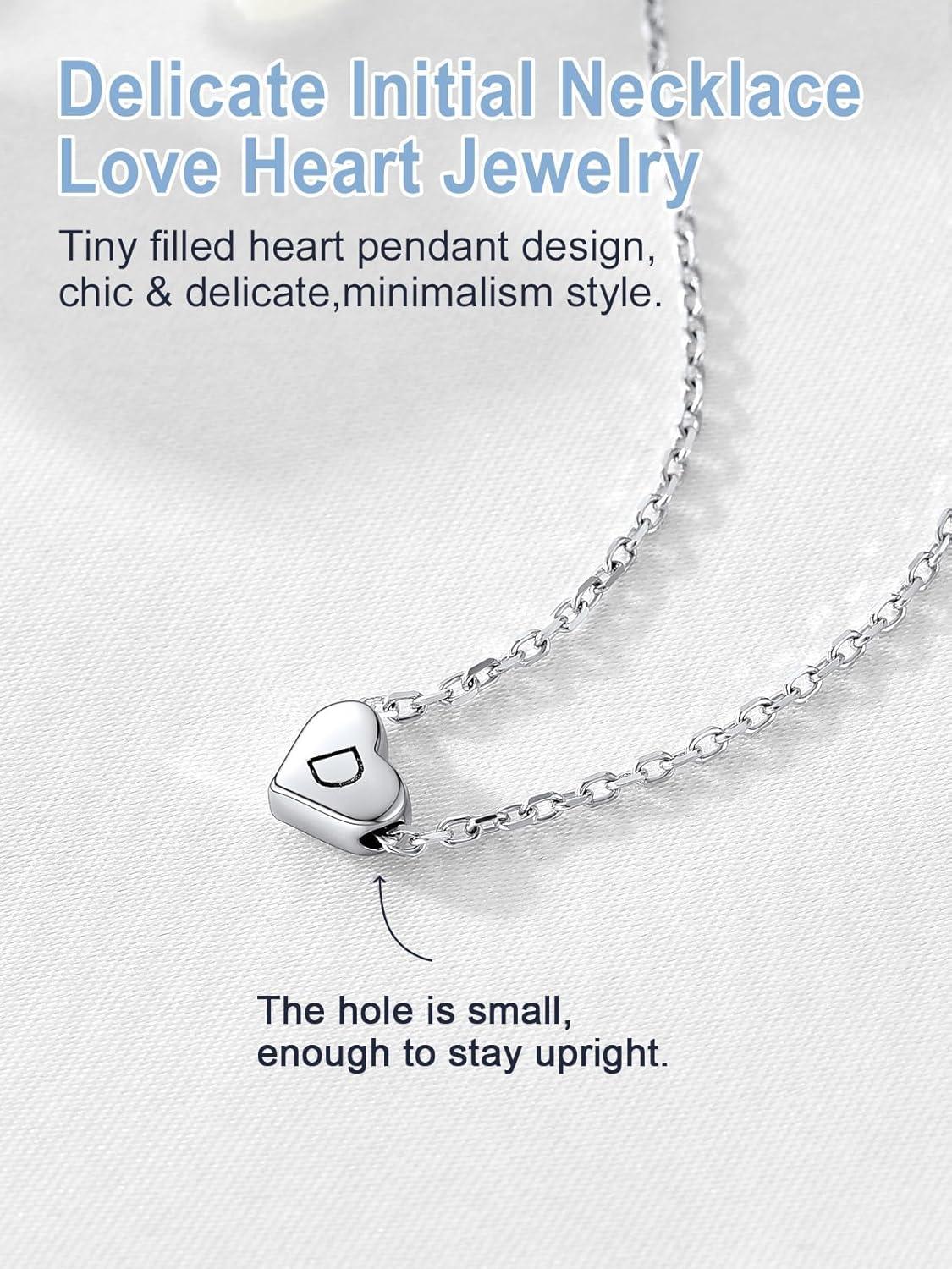 imageSILVERCUTE Tiny Initial Necklaces 925 Sterling Silver Letter AZ Letter Pendant for Women Lovers Heart Choker Necklace 162D925 Silver