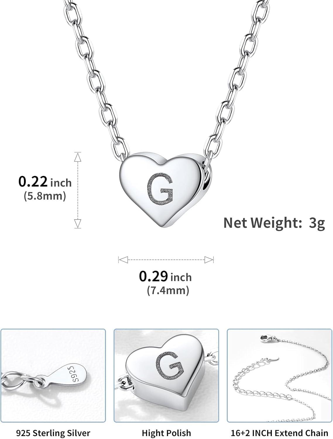imageSILVERCUTE Tiny Initial Necklaces 925 Sterling Silver Letter AZ Letter Pendant for Women Lovers Heart Choker Necklace 162G925 Silver