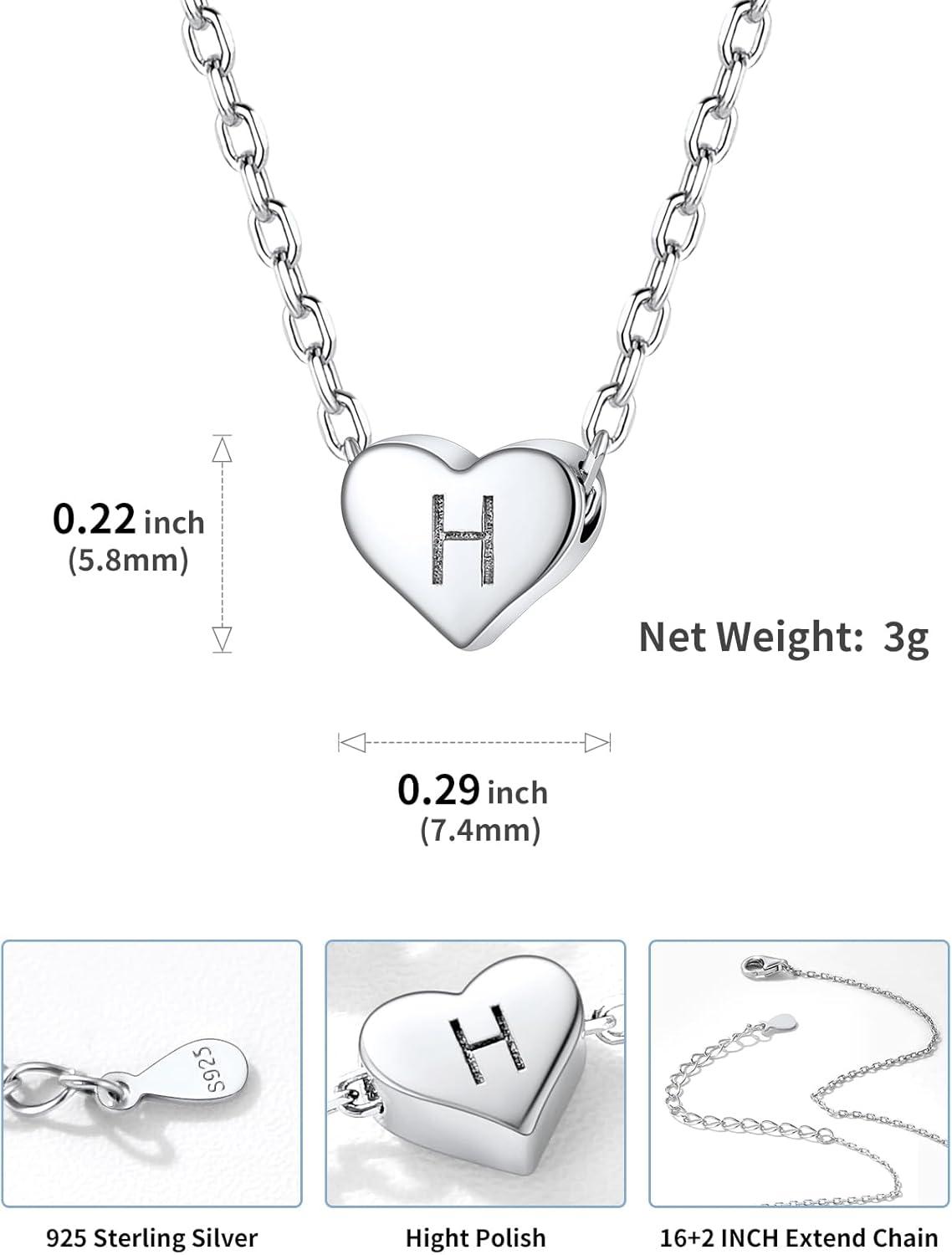 imageSILVERCUTE Tiny Initial Necklaces 925 Sterling Silver Letter AZ Letter Pendant for Women Lovers Heart Choker Necklace 162H925 Silver