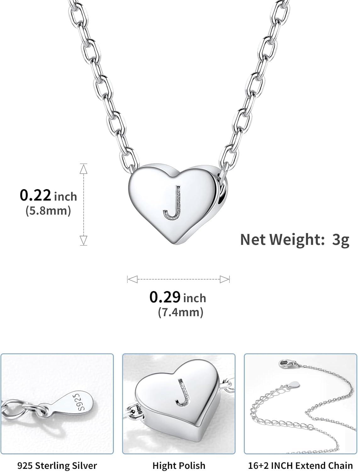 imageSILVERCUTE Tiny Initial Necklaces 925 Sterling Silver Letter AZ Letter Pendant for Women Lovers Heart Choker Necklace 162J925 Silver
