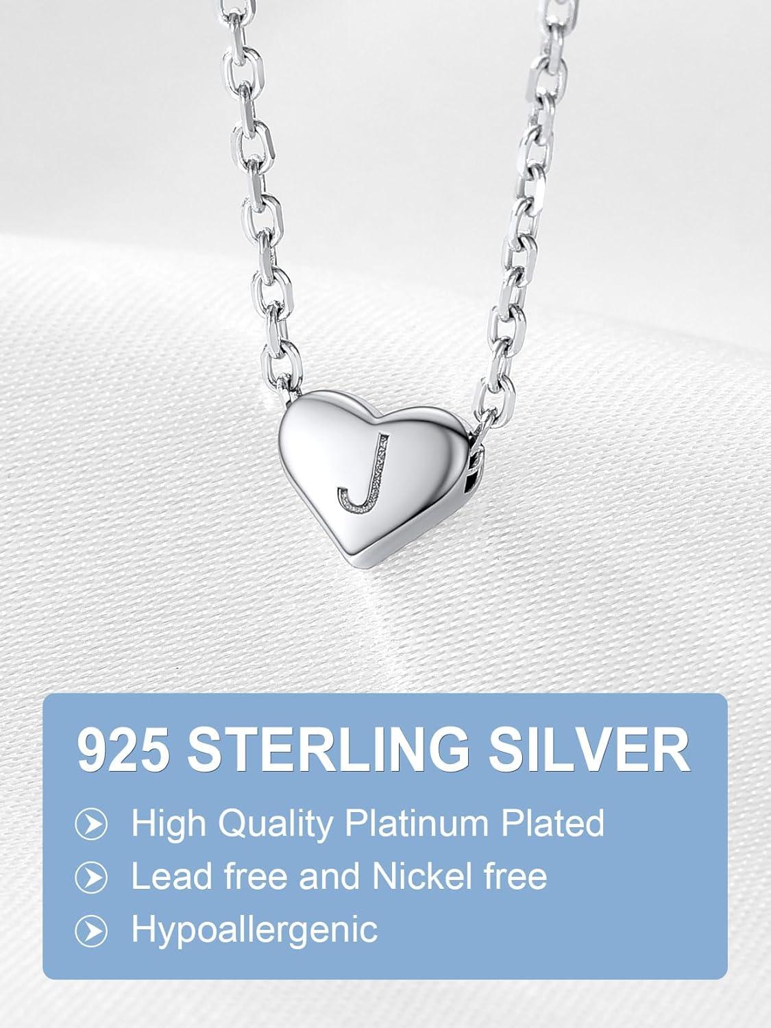 imageSILVERCUTE Tiny Initial Necklaces 925 Sterling Silver Letter AZ Letter Pendant for Women Lovers Heart Choker Necklace 162J925 Silver
