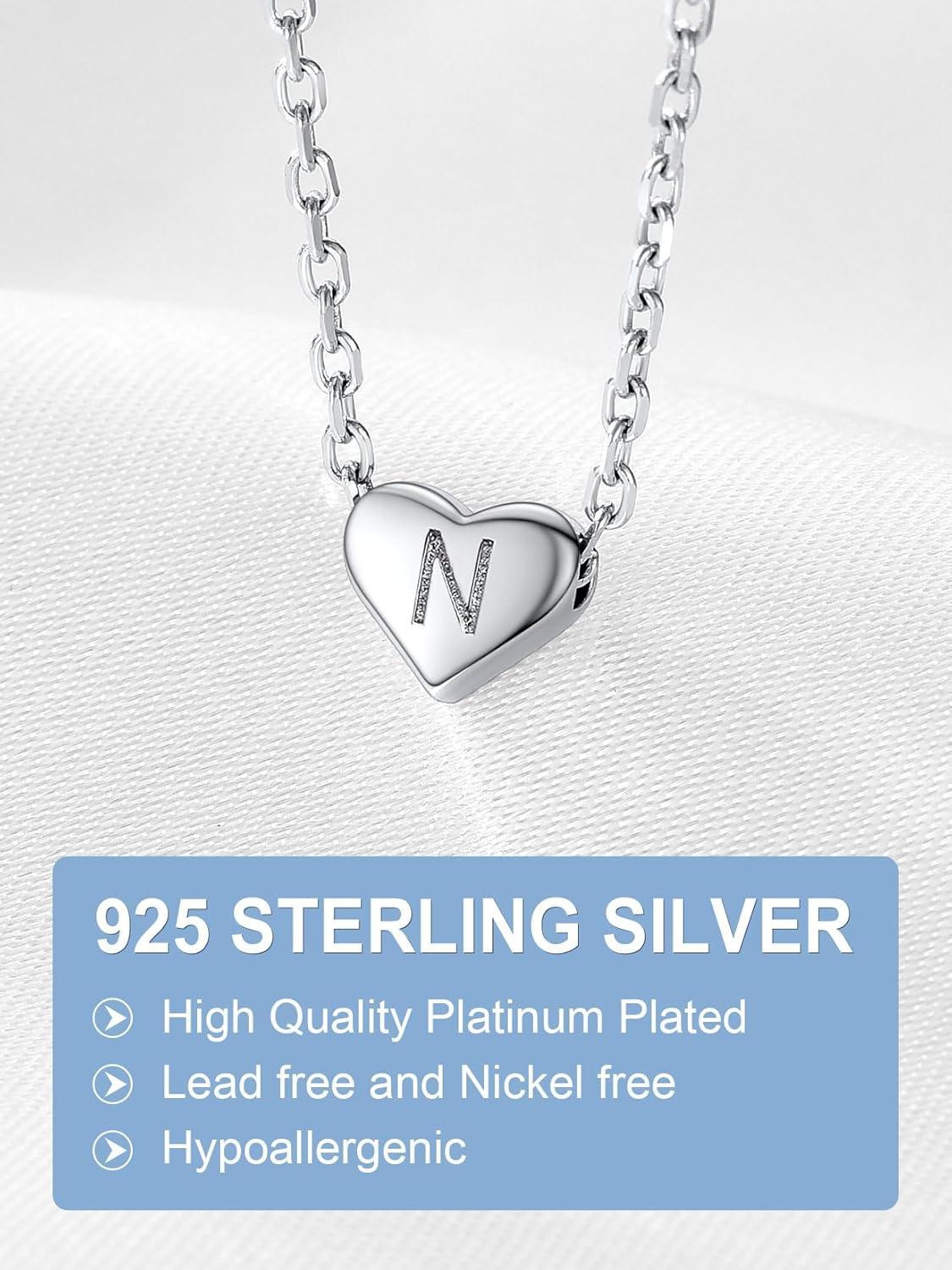 imageSILVERCUTE Tiny Initial Necklaces 925 Sterling Silver Letter AZ Letter Pendant for Women Lovers Heart Choker Necklace 162N925 Silver