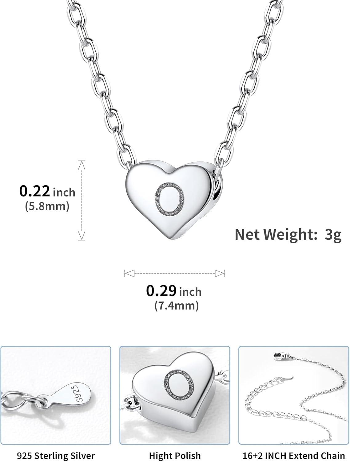 imageSILVERCUTE Tiny Initial Necklaces 925 Sterling Silver Letter AZ Letter Pendant for Women Lovers Heart Choker Necklace 162O925 Silver