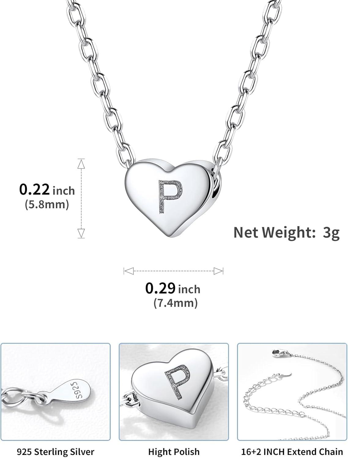 imageSILVERCUTE Tiny Initial Necklaces 925 Sterling Silver Letter AZ Letter Pendant for Women Lovers Heart Choker Necklace 162P925 Silver