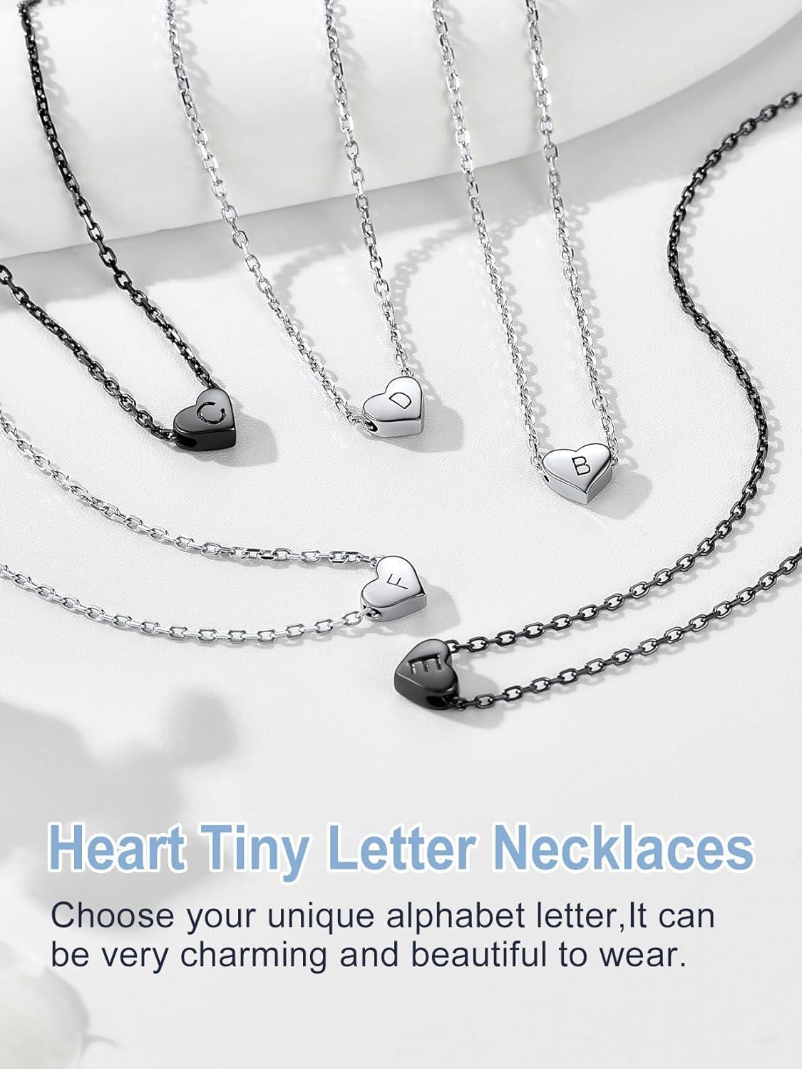 imageSILVERCUTE Tiny Initial Necklaces 925 Sterling Silver Letter AZ Letter Pendant for Women Lovers Heart Choker Necklace 162R925 Silver
