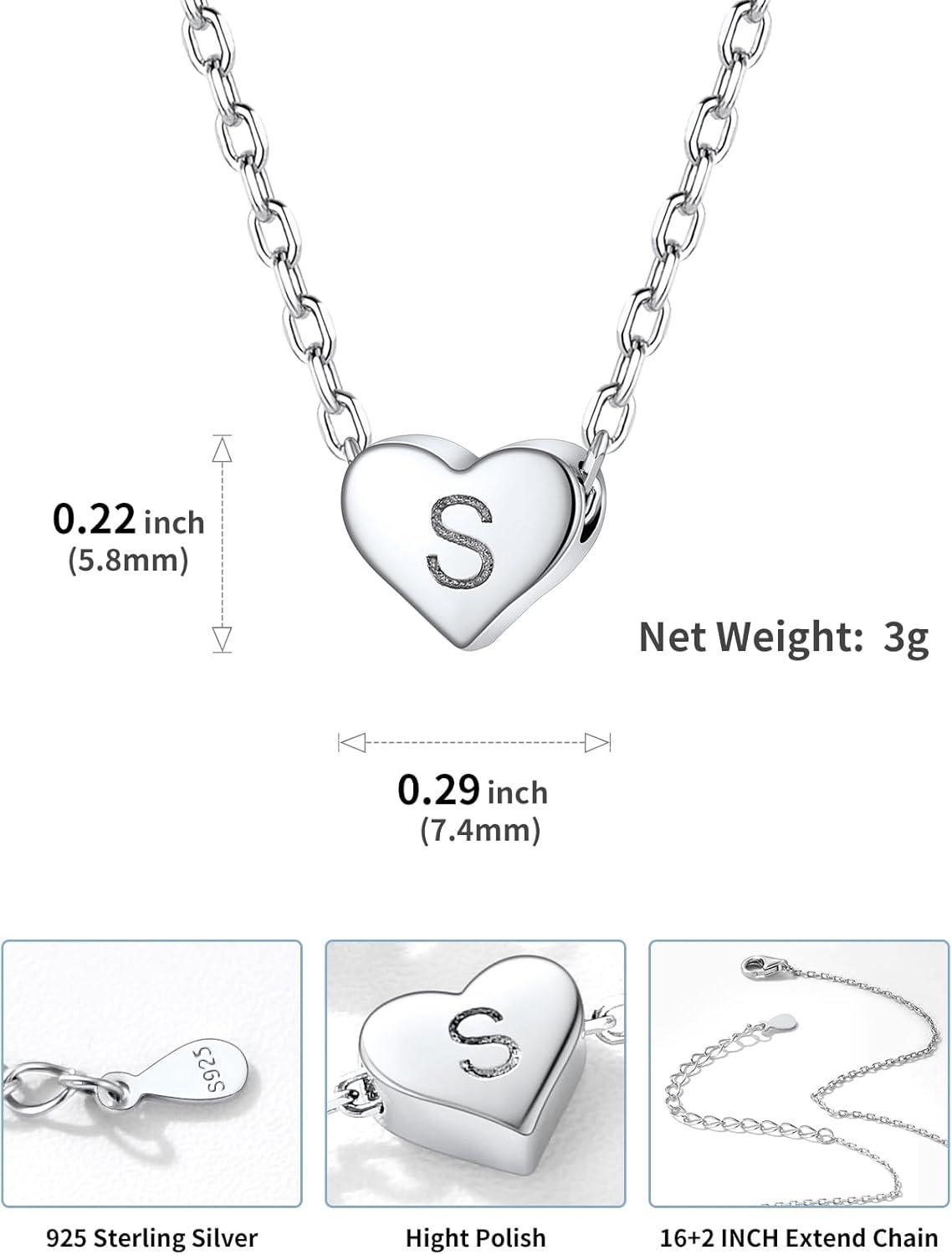 imageSILVERCUTE Tiny Initial Necklaces 925 Sterling Silver Letter AZ Letter Pendant for Women Lovers Heart Choker Necklace 162S925 Silver