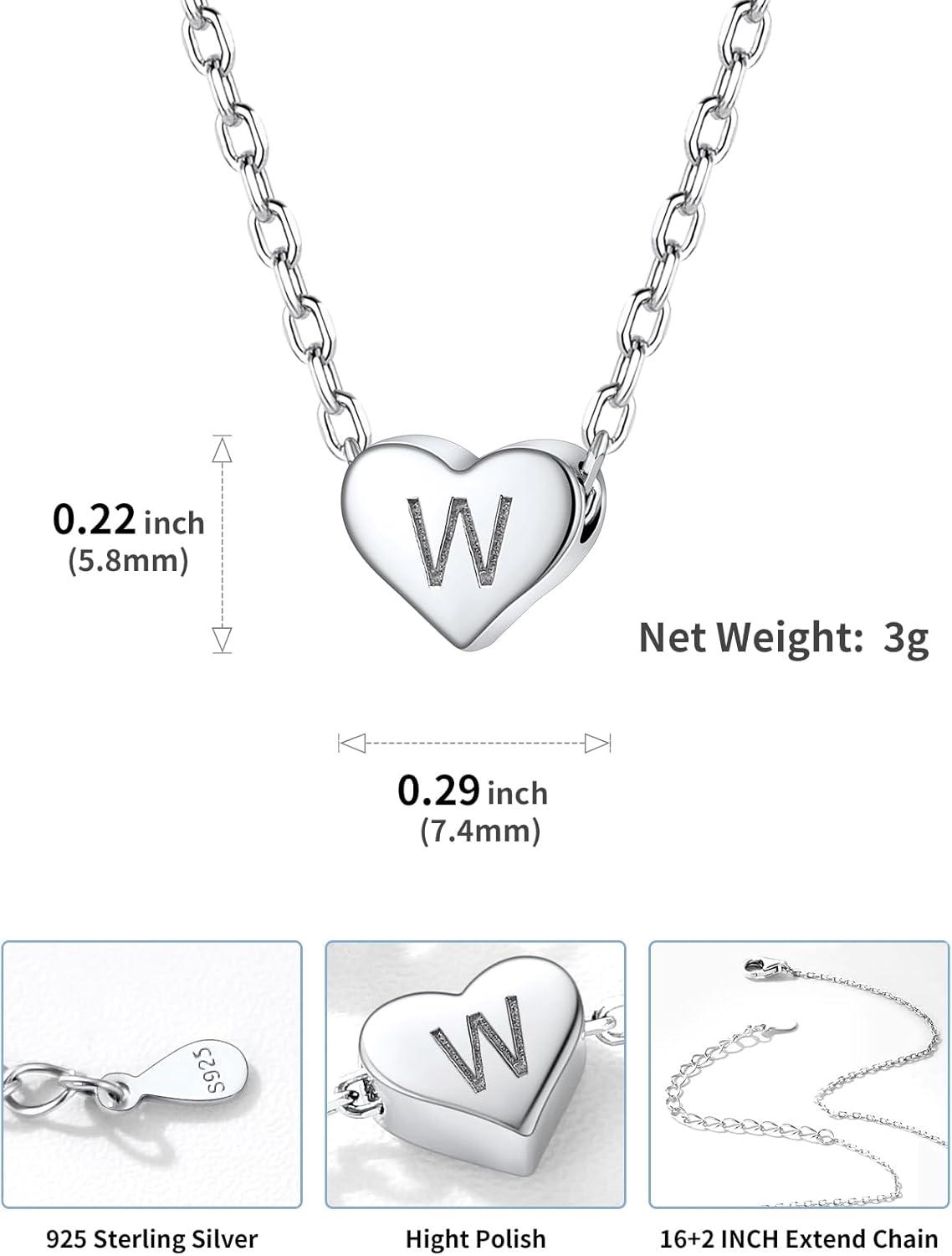 imageSILVERCUTE Tiny Initial Necklaces 925 Sterling Silver Letter AZ Letter Pendant for Women Lovers Heart Choker Necklace 162W925 Silver
