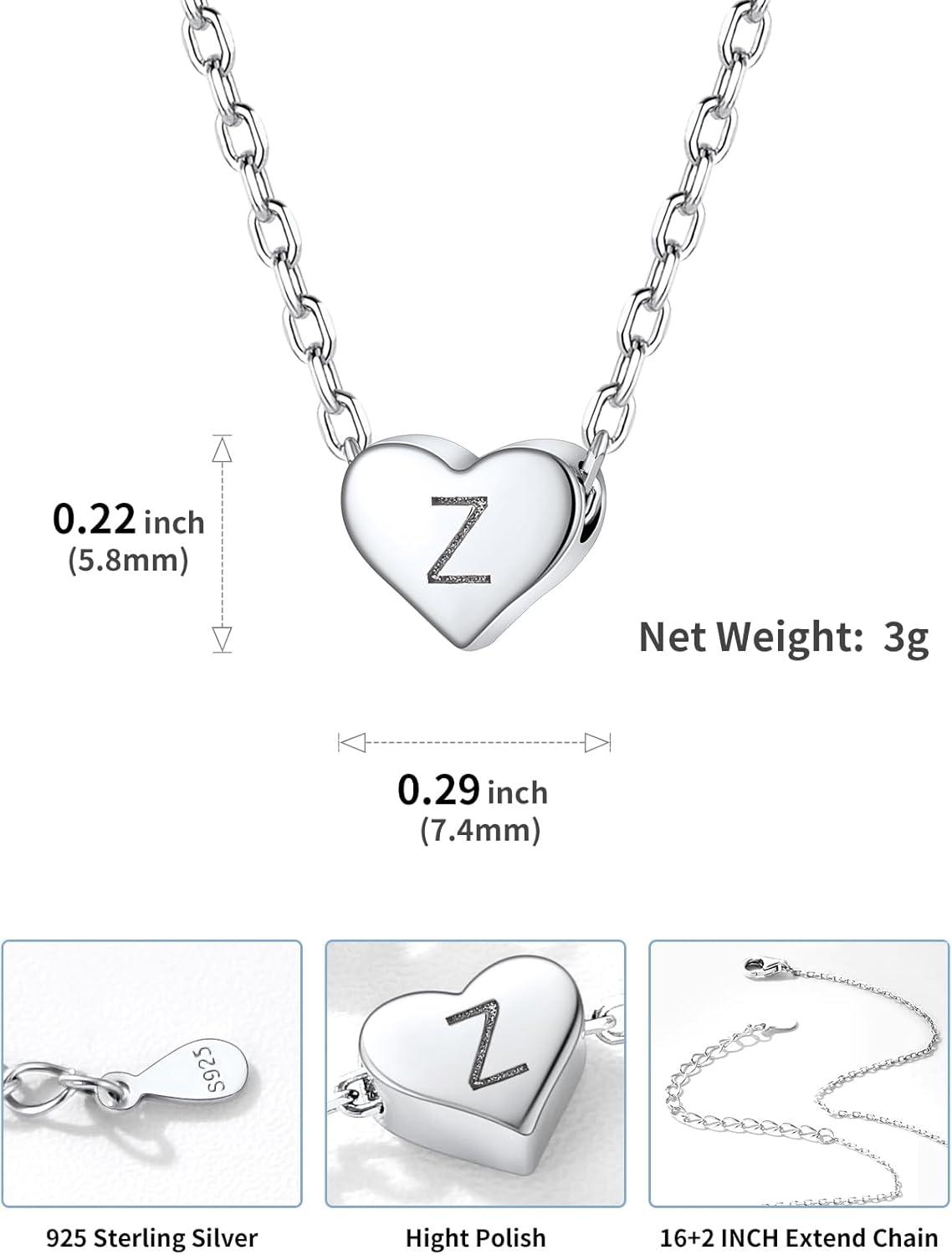 imageSILVERCUTE Tiny Initial Necklaces 925 Sterling Silver Letter AZ Letter Pendant for Women Lovers Heart Choker Necklace 162Z925 Silver