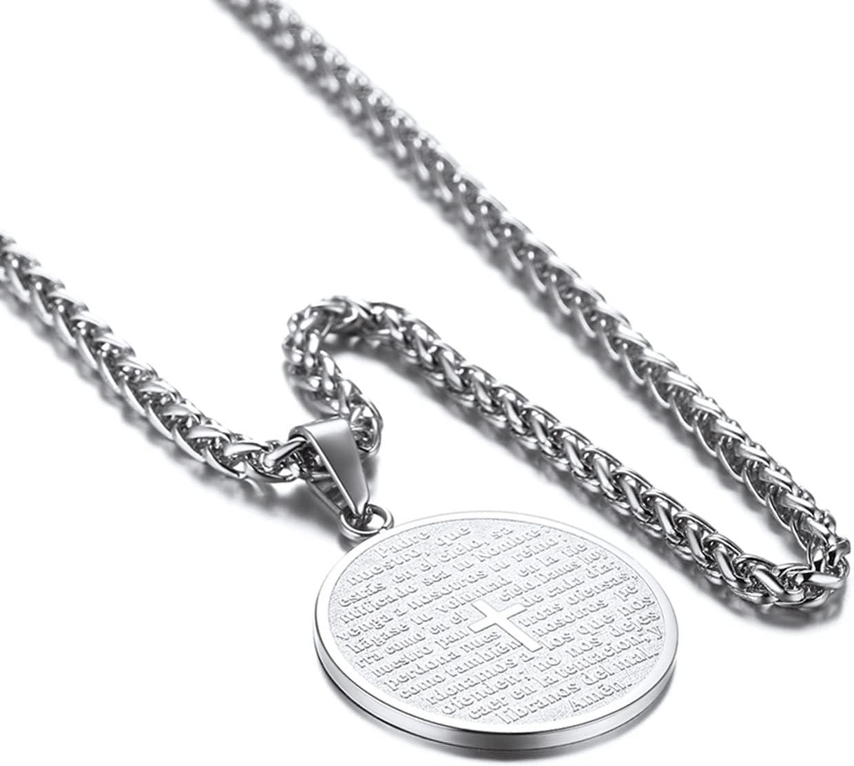 imageU7 Stainless Steel Cross Necklace for Women Men 18K Gold Plated Crucifix Cross Pendant Necklaces with Leather RopeACross MedalSteel
