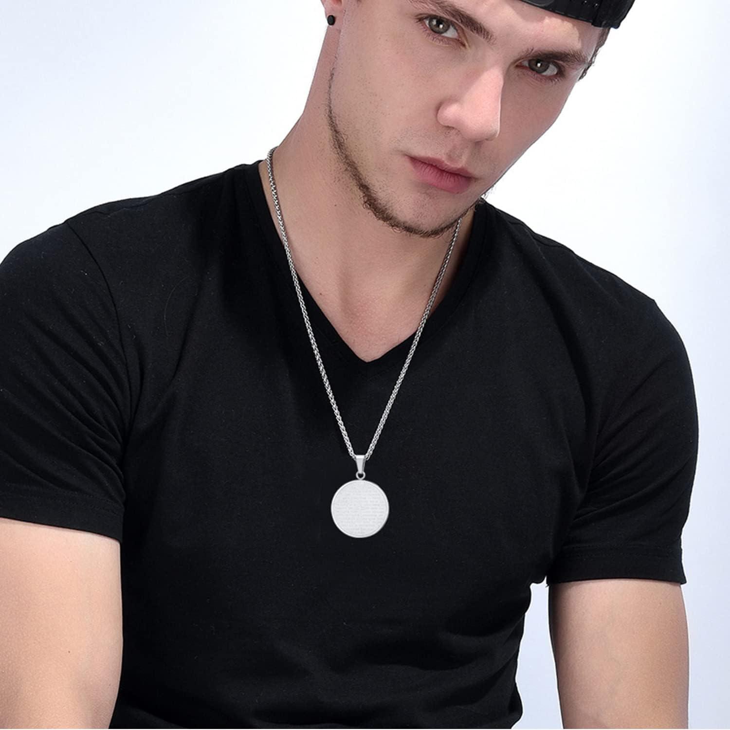 imageU7 Stainless Steel Cross Necklace for Women Men 18K Gold Plated Crucifix Cross Pendant Necklaces with Leather RopeACross MedalSteel