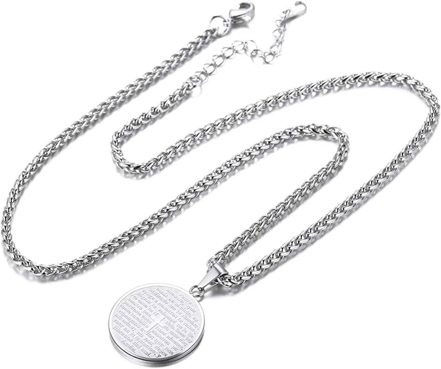 imageU7 Stainless Steel Cross Necklace for Women Men 18K Gold Plated Crucifix Cross Pendant Necklaces with Leather RopeACross MedalSteel