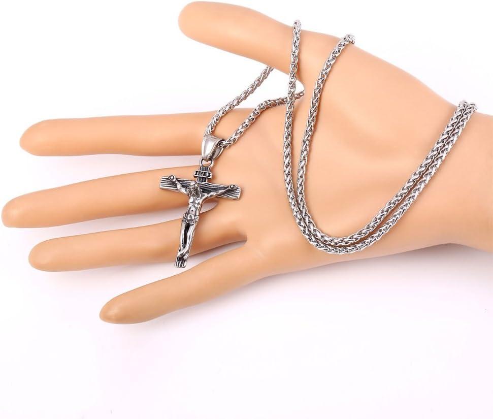 imageU7 Stainless Steel Cross Necklace for Women Men 18K Gold Plated Crucifix Cross Pendant Necklaces with Leather RopeCCrucifix Steel Leather Chain22