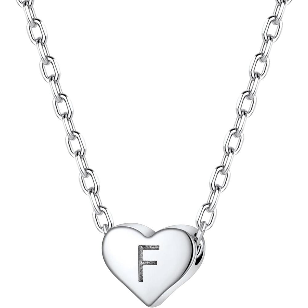 imageSILVERCUTE Tiny Initial Necklaces 925 Sterling Silver Letter AZ Letter Pendant for Women Lovers Heart Choker Necklace 162F925 Silver